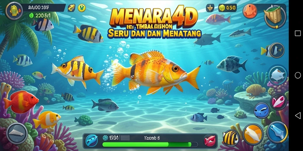 Menampilkan aksi menembak ikan yang seru dalam MENARA4D.