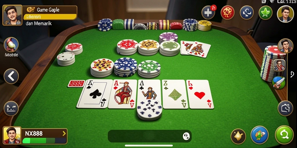 Screenshot gameplay NX888 menampilkan momen seru bermain Gaple.
