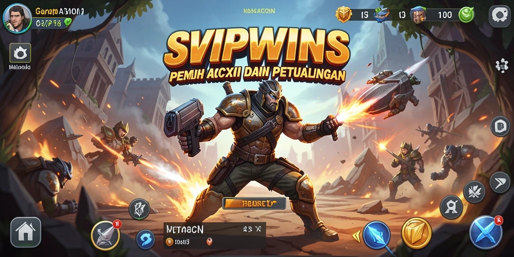 Screenshot SVIPWINS menampilkan pertarungan seru antar karakter.